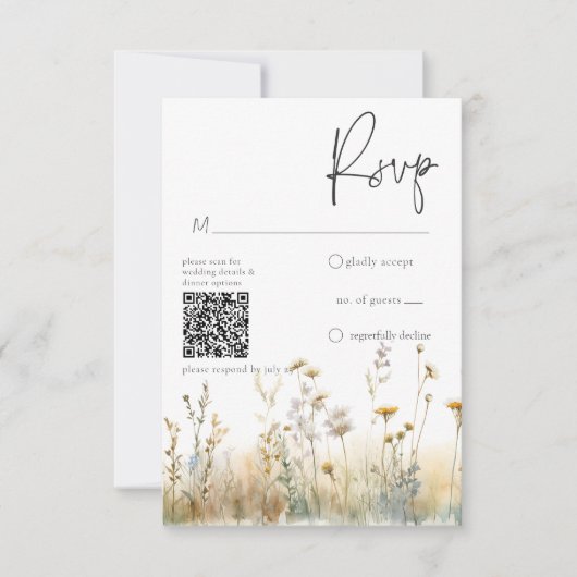 Rustiek Zomer Veld van Wildbloemen RSVP Kaartje (Voorkant)