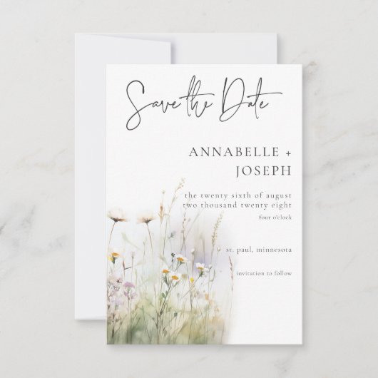 Rustiek Zomer Veld van Wildbloemen Save The Date (Voorkant)
