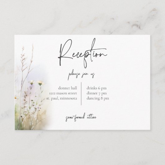 Rustiek Zomerveld van Wildbloemen Receptie Informatiekaartje (Voorkant)