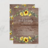 Rustiek Zonnebloem Baby shower Boek voor Baby Informatiekaartje (Voorkant / Achterkant)