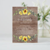 Rustiek Zonnebloem Baby shower Boek voor Baby Informatiekaartje (Staand voorkant)