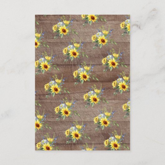 Rustiek Zonnebloem Baby shower Boek voor Baby Informatiekaartje (Achterkant)