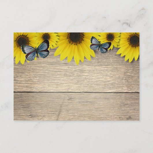 Rustiek Zonnebloem Baby shower Boekaanvraag Informatiekaartje (Achterkant)