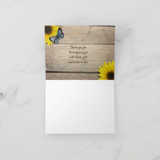 Rustiek Zonnebloem Baby shower Dank u (Binnen)