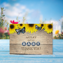 Rustiek Zonnebloem Baby shower Dank u