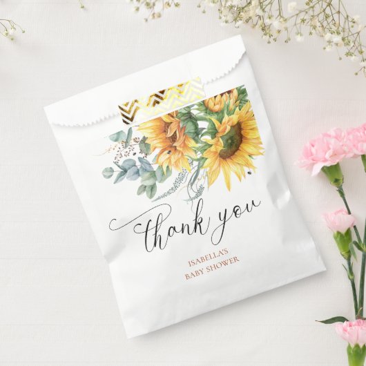 Rustiek Zonnebloem Baby shower Dank u Bedankzakje (Gezegeld)