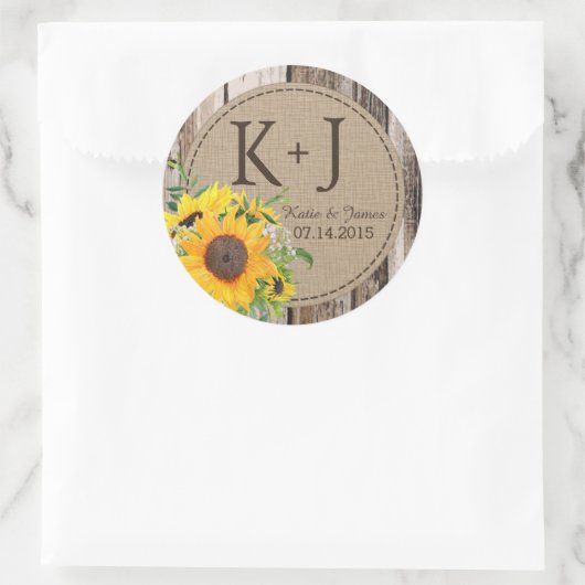 Rustiek Zonnebloem Bruiloft Label (Tas)