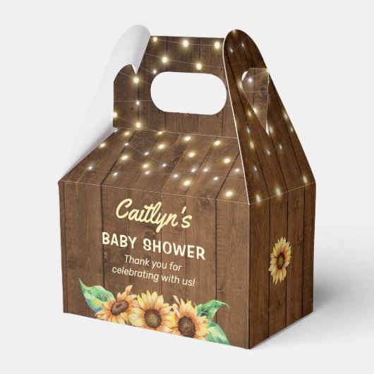 Rustiek Zonnebloem Geslacht Neutraal Geel Baby sho Bedankdoosjes (Achterkant)