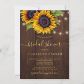 Rustiek zonnebloem gouden script hout vrijgezellen kaart (Voorkant)