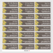 Rustiek Zonnebloem Hout 24 Bruiloft Gast Adres Sticker (Vel)