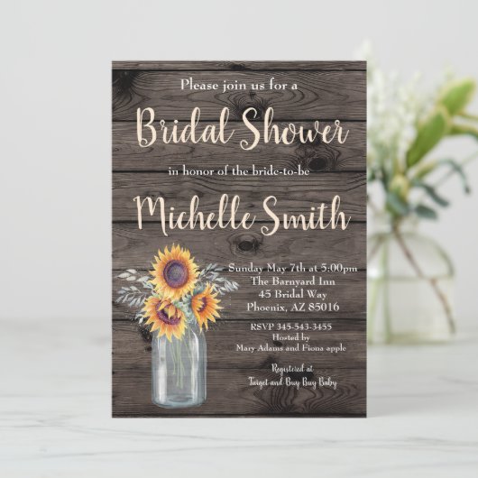 Rustiek Zonnebloem Land Bloemen Hout Vrijgezellenf Kaart (Staand voorkant)