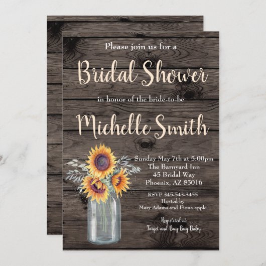 Rustiek Zonnebloem Land Bloemen Hout Vrijgezellenf Kaart (Voorkant / Achterkant)