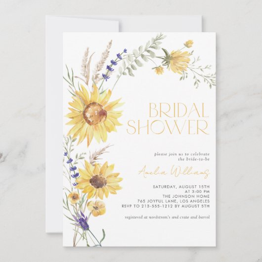 Rustiek Zonnebloem Lavendel Bloemen Vrijgezellenfe Kaart (Voorkant)