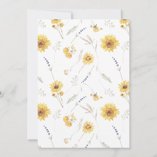 Rustiek Zonnebloem Lavendel Bloemen Vrijgezellenfe Kaart (Achterkant)