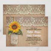 Rustiek Zonnebloem Mason Jar repetitie diner Kaart (Voorkant / Achterkant)