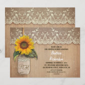 Rustiek Zonnebloem Mason Jar vrijgezellenfeest Kaart (Voorkant / Achterkant)