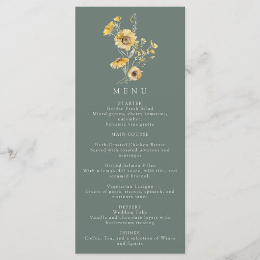 Rustiek Zonnebloem Menu (Voorkant)