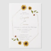 Rustiek Zonnebloem Ontwerp met Geometrisch Lijst Vellum Uitnodigingen (Voorkant)