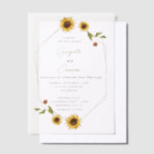 Rustiek Zonnebloem Ontwerp met Geometrisch Lijst Vellum Uitnodigingen (Offset)
