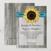 Rustiek Zonnebloem Schuur Hout Blauwgroen Lint Kaart (Voorkant / Achterkant)