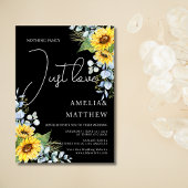 Rustiek Zonnebloem Script Gewoon Liefde Black Wedd Kaart