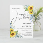 Rustiek Zonnebloem Script Gewoon Liefde Groen Brui Kaart (Staand voorkant)