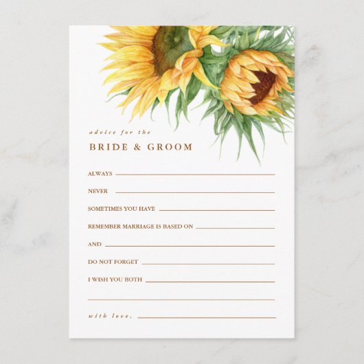 Rustiek Zonnebloem Vrijgezellenfeest Advies Informatiekaartje (Voorkant)
