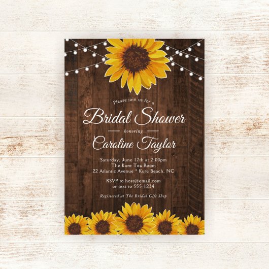 Rustiek Zonnebloem Vrijgezellenfeest met String Li Kaart