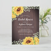 Rustiek Zonnebloem Wit Bloemen Houten Vrijgezellen Kaart (Staand voorkant)