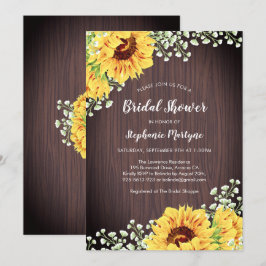 Rustiek Zonnebloem Wit Bloemen Houten Vrijgezellen Kaart