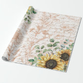 Rustiek Zonnebloemboeket  Letter Decoupage Cadeaupapier (Uitgerold)