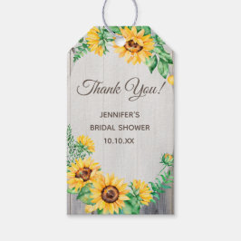 Rustiek Zonnebloemenhout Dank u Cadeaulabel