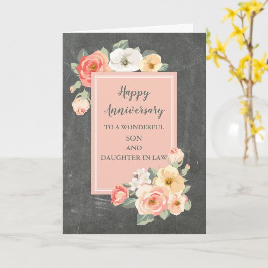 Rustiek Zoon & Dochter in Recht Bruiloft Jubileum Kaart (Gele Bloem)