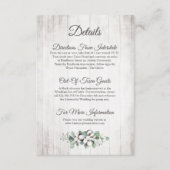 Rustiek Zuidelijk Katoen Bruiloft Detail / Routebe Informatiekaartje (Voorkant)