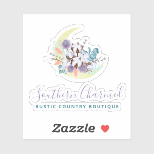 Rustiek Zuidelijk Land Katoen Bloemen Maan Logo Sticker (Vel)