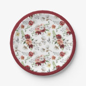 Rustiek Zuidelijke Bloemen & Katoen Kerstdiner Papieren Bordje (Voorkant)