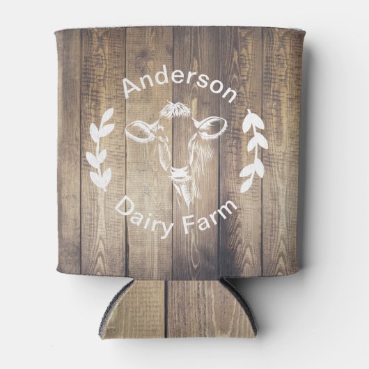 Rustiek Zuivel Boerderij Koe & Schuur Hout Blikjeskoeler (Voorkant)