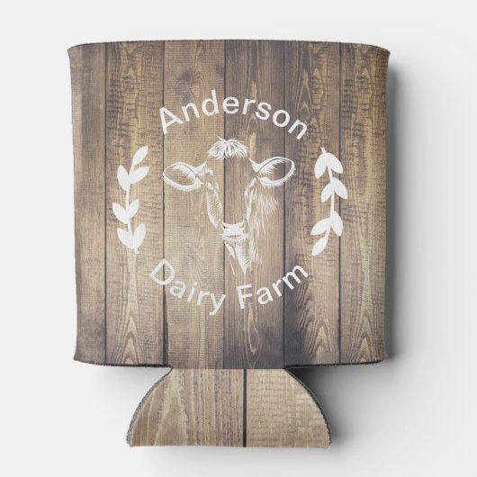 Rustiek Zuivel Boerderij Koe & Schuur Hout Blikjeskoeler (Achterkant)
