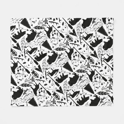Rustiek Zwart Beer Herten Buffalo Woodland Pattern Fleece Deken (Voorkant (Horizontaal))