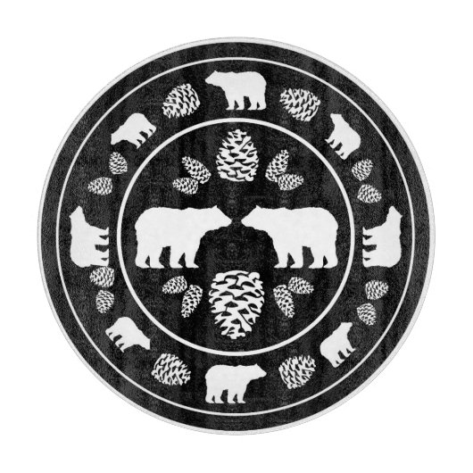 Rustiek zwart beer pinecone glassnijplank snijplank (Voorkant)