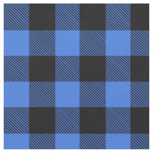 Rustiek Zwart Blauw Buffel Plaid Stof (Close Up)