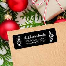 Rustiek zwart bloeien retour adreslabels