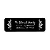 Rustiek zwart bloeien retour adreslabels etiket (Voorkant)