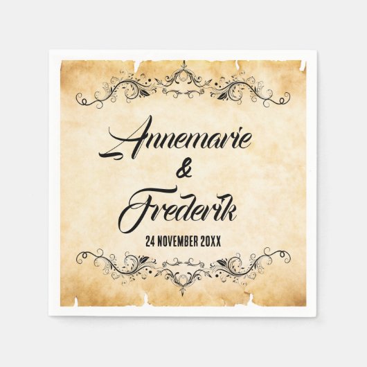  rustiek zwart bloeien servet (Voorkant)