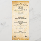  rustiek zwart bloeiend perkament plat menu (Voorkant)