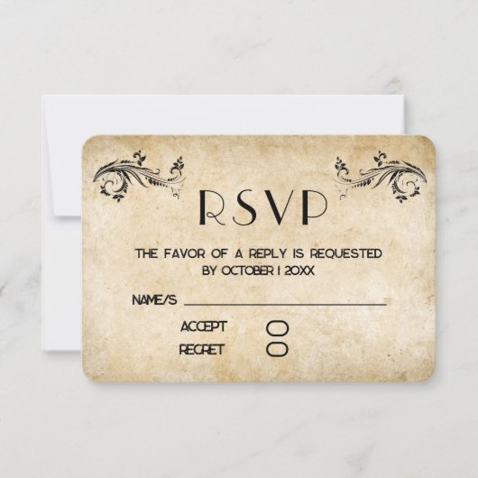  rustiek zwart bloeiend perkament RSVP-kaart RSVP Kaartje (Voorkant)