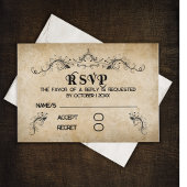  rustiek zwart bloeiend perkament RSVP kaartje
