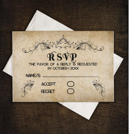  rustiek zwart bloeiend perkament RSVP kaartje
