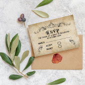  rustiek zwart bloeiend perkament RSVP kaartje