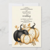 Rustiek Zwart en Goud Pompoen Bruiloft Kaart (Voorkant)